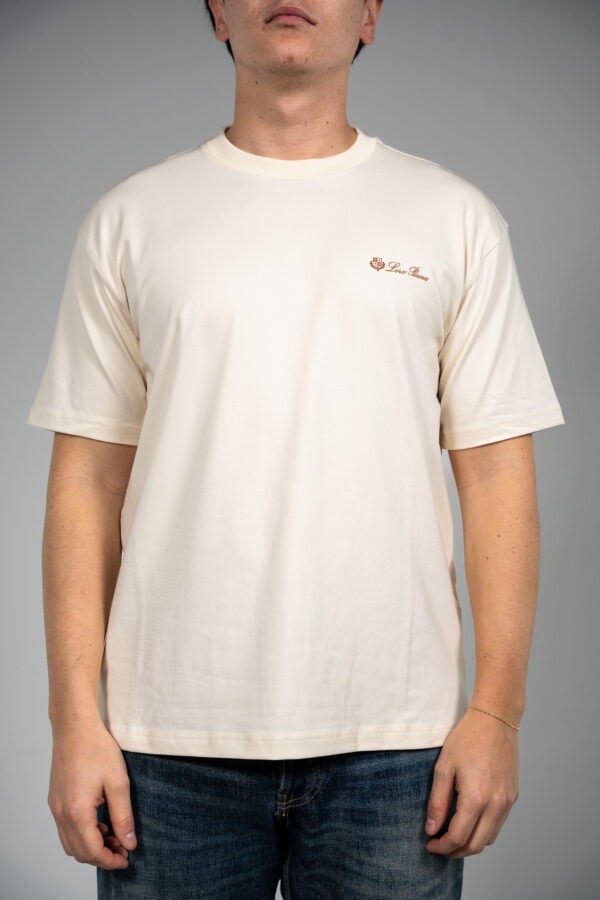 Loro Piana – T-Shirt Creme Brown Logo