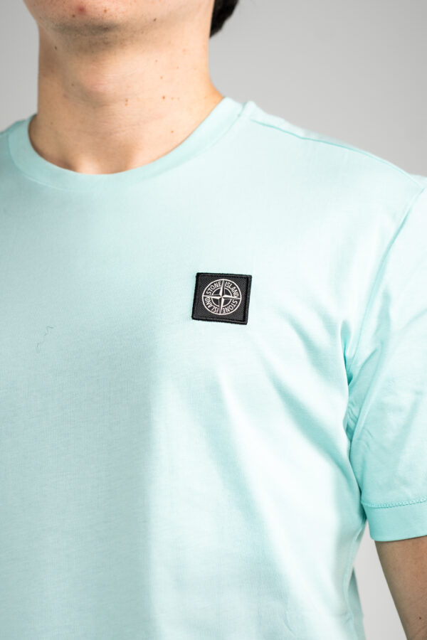 Stone Island – Basic T-Shirt Turquoise tweede afbeelding