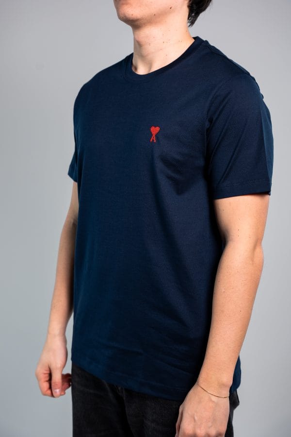 Ami – Basic T-shirt Navy Blue tweede afbeelding