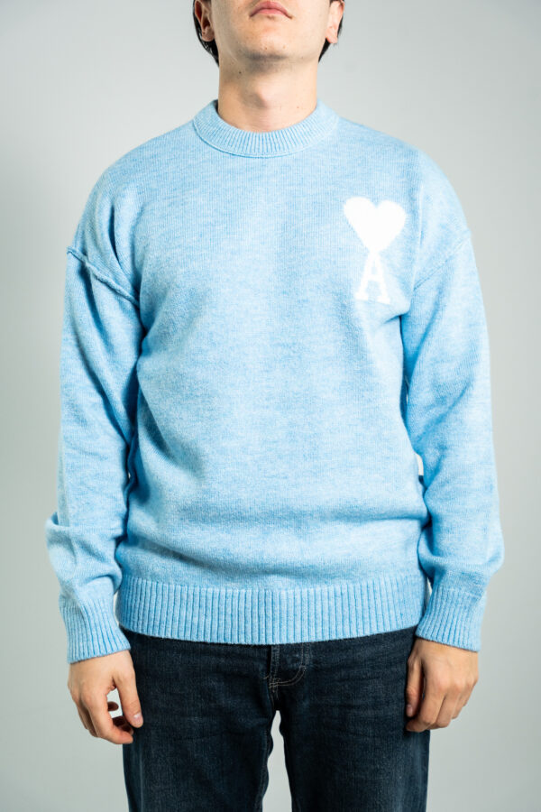 AMI – Heart Knitted Sweater Light Blue