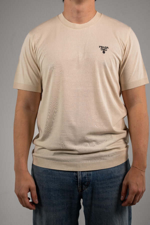 Prada – Basic Knitted T-Shirt Beige