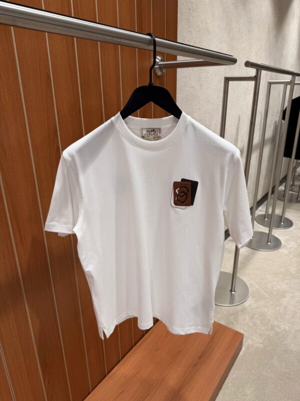 Hermes – Leather Detail T-shirt White