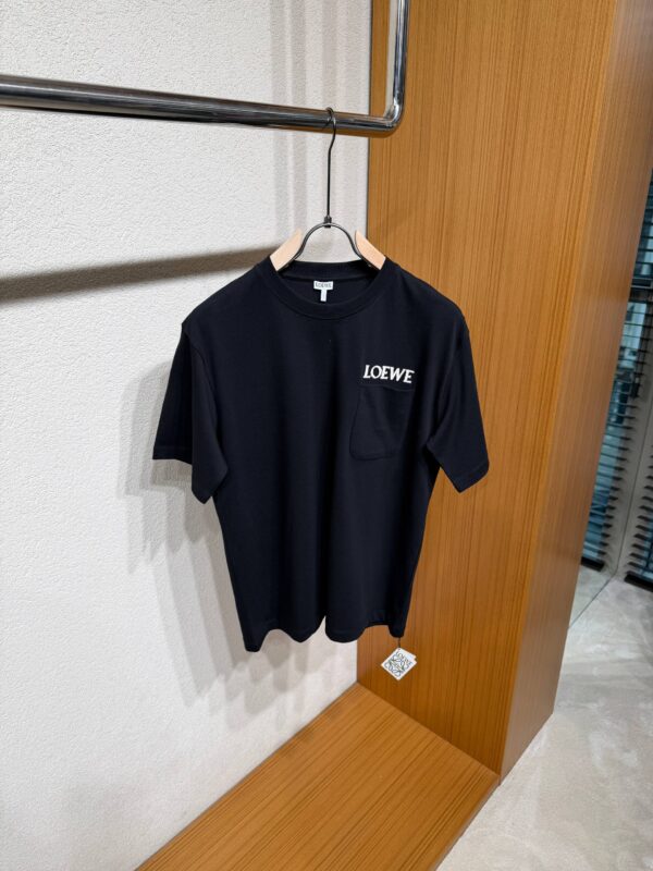 Loewe – Black T-Shirt Embroidered White Logo