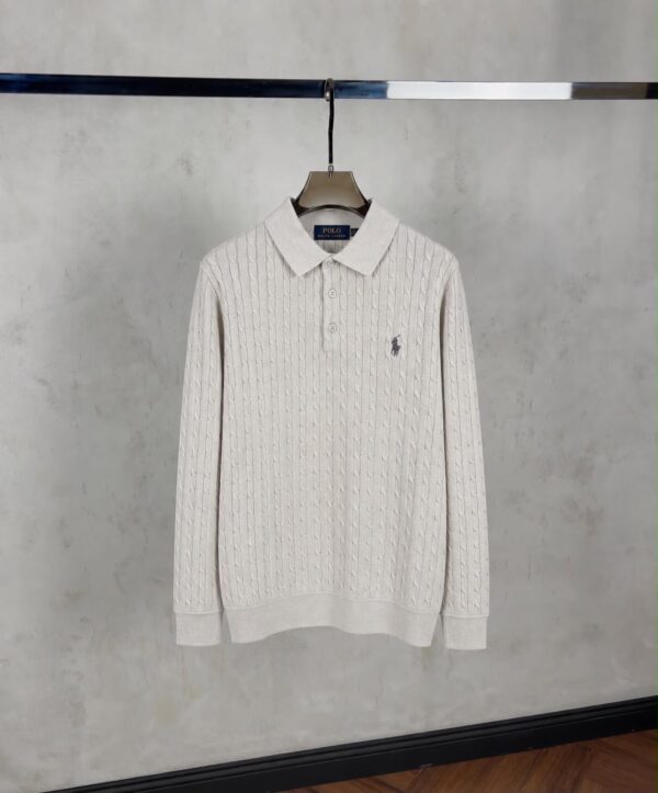 Ralph Lauren – Knitted Cable Longsleeve Polo Grey