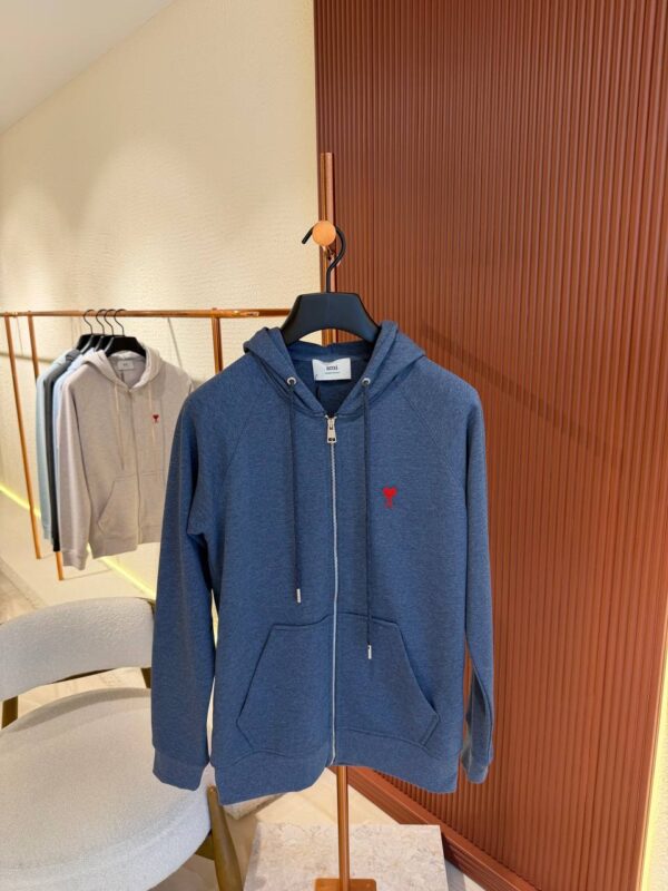Ami – Zip Hoodie Navy Blue
