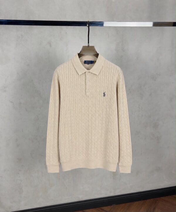 Ralph Lauren – Knitted Cable Longsleeve Polo Beige
