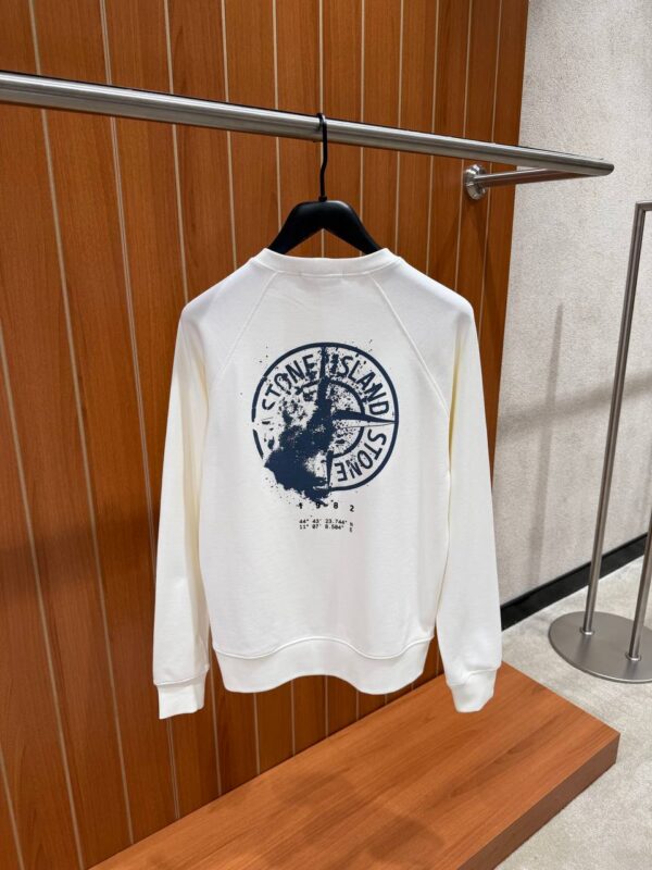 Stone Island – Compas Backprint Sweater White tweede afbeelding